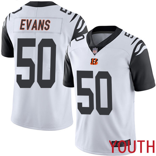 Cincinnati Bengals Limited White Youth Jordan Evans Jersey NFL Footballl #50 Rush Vapor Untouchable->youth nfl jersey->Youth Jersey